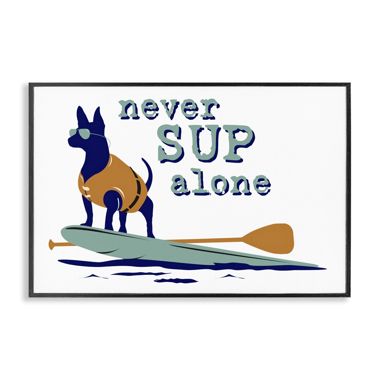 Stupell Industries Never Paddleboard Alone Dog Framed Giclee Wall Art Design by Dog Is Good